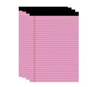 Fockety A4 Wide Ruled Legal Pads, Double Red Margin, 50 Sheets (4pcs
