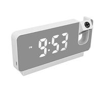 Fockety Alarm Clocks for Bedrooms, Projection Digital Alarm Clock on Ceiling Wall with Time, Date and Temperature Display, 180° Wide Angle Projection, Snooze Usb Powered Mirror Alarm Clock (White)