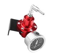Fockety Aluminum Alloy Adjustable Fuel Pressure Regulator with Gauge for Turbocharged Engine Cars Universal Red/Blue/Black (Red)
