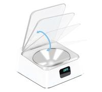 Fockety Automatic Cat Feeder, Intelligent Automatic Cat Food Dispenser with Infrared Sensor Lid, Digital Display & Removable Bowl, Battery Powered Pet Feeder for & Dog