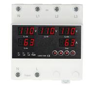 Fockety Automatic Transfer Switch, 63A 3 Phase ATS with LED Display Adjustable Voltage Protector, FlameProofing PC Shell, for Commercial Industrial Medical Data Centers (AC220V)
