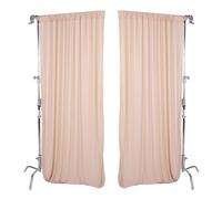 Fockety Backdrop Curtain, 5x10FT Polyester Chiffon Photography Drapes with Soft Translucent Fabric, White Curtains for Wedding Birthday Party Photo Background Champagne