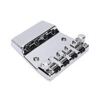 Fockety Bass Bridge for Rickenback, 4 String 18mm Guitar Bridge Assembly with Cr Plated Zinc Alloy Saddles Plate, Adjustable Fixed Hardtail Bridges Compatible with Vintage Style Jazz