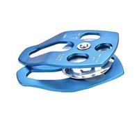 Fockety Black 32KN Rescue Pulley Single Sheave - Smooth Operation for Mountain Rescue, Tower Work - Durable Construction (Blue (copper sleeve))