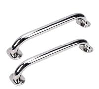 Fockety Boat Grab Handle, Heavy Duty Polished Stainless Steel Handrail, 1 Inch Round Tube 13.58in Long Marine Grab Handle with Flange and Bolt for Boat, Yacht, Truck, RV