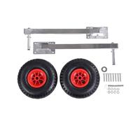 Fockety Boat Launching Wheels, 2pcs Stainless Steel Transom Wheel with 10.2in Inflatable Rubber Tires, 8 Quick Release Pin, 600lb Load Capacity Folding Launch Wheels for Inflatable