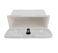 Fockety Boat Storage Compartment, Multifunctional Lockable ABS Locking Plastic Boat Glove Box Lightweight Water Proof Storage Box with Double Cup Holder, for Yacht Pontoon (White)