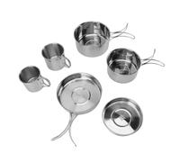 Fockety Camping Cookware Set, 6Pcs Stainless Steel Portable Cookware Set Rapid Heating Outdoor Pan Pot Plate Tableware Easy to Outdoor Cook for Hiking Barbecues Beach