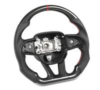 Fockety Carbon Fiber Racing Steering Wheel, Flat Bottom D Shaped Perforated Leather Universal Steering Wheel, Car Replacement for Dodge Challenger HELLCAT