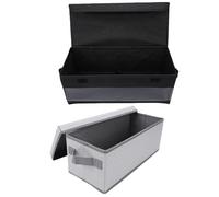 Fockety CD Storage Box, 2PCS Multifunctional Stackable Organizer Holds 35 Standard or 70 Slim CD Cases, 14.2x6.3x5.5in with Dust Proof Lid, for Media Collection Space Saving Storage (Clear+Gray White)