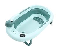 Fockety Collapsible Baby Bathtub, Baby Bath Tub with Thermometer, Portable Travel Bathtub with Drain Hole, for Newborn to Toddler (Light Green)
