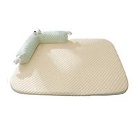 Fockety Cooling Cat Bed with Pillow, Soft Breathable Cloth Fabric Elevated 9cm Head Support, Removable Washable Cover, with Anti Slip Base, for Small Medium Large (65x50cm/25.59x19.69in, Within 10kg)