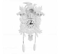 Fockety Cuckoo Clock, Black Forest Style Wooden Pendulum Quartz Wall Clock, Volume Control, Timed Alarm & Singing Bird, Traditional Handcrafted Coo Coo Clocks for Home Decor (White)