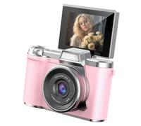 Fockety Digital Camera for Photography, 48MP 8X Zoom 1080P Mirrorless with 2.4in Flip Screen Auto Focus Anti Shake Vlogging Camera, for Beginners with Compact Travel Design for (Pink)