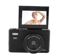 Fockety Digital Camera for Photography, 5K 75MP HD Autofocus Small Camera with 3" 180° Flip Screen and 18X Zoom, Anti Shake Vlogging Cam for Selfie Travel (Black)