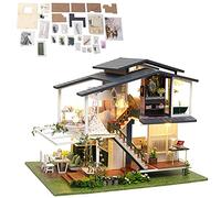 Fockety DIY Miniature Dollhouse Kit, Romantic Three Story Villa Wooden Garden Dollhouse Mini , DIY Building Miniature Dolls House 3D Furniture Kids Teens Adults