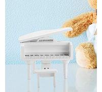 Fockety Dollhouse Mini Simulation Wooden Grand Piano Set for 1:12 Doll House - Durable Exquisite Miniature Toy for Doll Lovers (White)