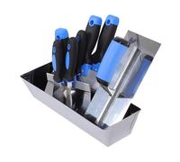 Fockety Drywall Tool Set, 8pcs Stainless Steel Drywall Tools, Putty Tool Set with Putty Scraper, Arc Scraper, Taping Spatula, Plastering Trowel and Mud Pan for Drywall Finishing