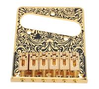 Fockety Electric Guitar Bridge, 6 Saddle Bucket Bridge Electric Guitar Parts with Bucket Brass 52.5mm String Pitch Fit for TL String Drawing Plate (Gold)