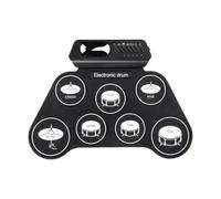 Fockety Electronic Drum Set for Kids, 7 Pads, Rollup Portable Drum Kit with Built in Speaker, Headphone Jack, Sticks and Pedals, Christmas Birthday Gift for Beginners & Children (Black and White
