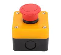 Fockety Emergency Stop Push Button Switch, 1NO 1NC 10A Red Sign Mushroom Head with Box, Emergency Stop Button PC Engineering Plastic Switch Box
