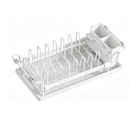 Fockety Expandable Dish Drying Rack Over Sink with Cutlery Holder (White)