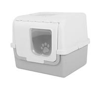 Fockety Extra Large Cat Litter Box, Enclosed Kitty Litter Box with Dual Door Mode Wide Passage Auto Shedding Brush Tool Free Assembly, with Ultra Large Flip Cover Non Slip Step