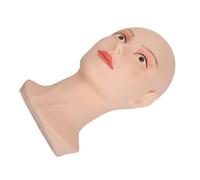 Fockety Eyelash Mannequin Head, 11.8x6.1x7.7inch Elastic Bald Manikin Head for Wigs, Hats, Sunglasses Jewelry Display, Washable PVC Makeup Practice Face with Stable Stand