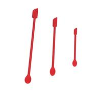 Fockety Flexible Double Headed Mini Spatula, Long Makeup Cream Spatula, Seamless Design, for Body Lotion Hairdressing Products, Food Grade Silicone Red (Red)