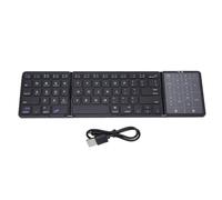 Fockety Foldable Bluetooth Keyboard, Rechargeable Full Size Ultra Slim Pocket Folding Keyboards with Touchpad, Tri Fold Wireless Keyboard Multi Device Sync for Laptop PC Tablets (Black)