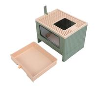 Fockety Foldable Cat Litter Box with Lid, 17.7x13.4x13.2inch Cat Toilet with Litter Scoop, 2 Components, Easy to Clean, Anti Splashing Extra Large Top Entry Enclosed Kitty Box (Green)