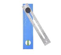 Fockety Folding Measuring Ruler, Multi Angle Adjustable Aluminum Alloy Marking Tool with Bubble Level and Rotating Knob for Woodworking and Craft Projects
