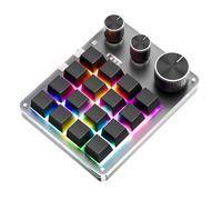 Fockety Gaming Keyboard, 16 Keys 3 Knobs USB Wired Programmable Keypad Macro Keyboard BT 2.4G Customizable Keyboard for Rhythm Games Drawing Programming Video (Black)