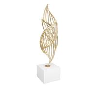 Fockety Gold Decor Modern Abstract Art Decoration, Metal Sculpture Iron Luxury Abstract Art Statue, Decorative Table Centerpiece Ornament for Living Room Office Gold TV Stand Bedroom (White Base)