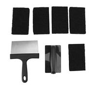 Fockety Griddle Cleaning Kit, 7 Pcs 1 Stainless Steel Scraper 1 Brush 5 Sponge Blocks, Grill Cleaner Set for Bbq, Racks, Flat Top Grill, Pool, Toilet
