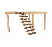 Fockety Hamster Wooden Platform, 2 Layer Hamster Stand Platform Ladder Set for Squirrel Gerbil Chinchilla Bird, Climbing Toy Cage Accessories Climbing Kits for Small Animals