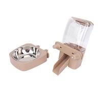 Fockety Hanging Automatic Food Water Dispenser, 1600ml Large Capacity Gravity Pet Feeder, Cage Rabbit Feeder for Puppy and Cat Chinchilla Hedgehog Ferret Guinea Pig, Easy to Clean (Brown)