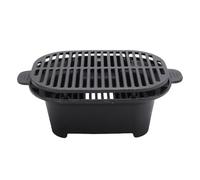 Fockety Hibachi Grill, Cast Iron Charcoal Stove Portable Barbecue Stove with Wire Mesh Grill, Japanese Style BBQ Grill Tabletop Household Barbecue Tools for Camping