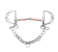 Fockety Horse Bit, Stainless Steel Slotted Snaffle Enhanced Control Hollow Jointed Mouth Ring Cambridge Mouth Slotted Ring Kimblewick Bit with Chain for Equestrian
