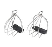 Fockety Horse Riding Stirrups, Stainless Steel Equestrian Peacock Safety Stirrups with Non Slip Pad, Knee Ankle Stress Pain Relief Caged Horse Stirrup for Adults, Childerns (1 Pair)