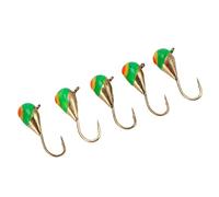 Fockety Ice Fishing Jig Kit, 5pcs High Visibility Ice Fishing Lures Jig Head Hook Set, Hooks Heads for for Panfish, Sunfish, Perch, Pike, Bluegill, Crappie