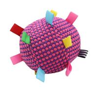 Fockety Interactive Dog Tug Chew Toy, Plush Ball with Bell and Colorful Ribbons Dog Toy for Playtime, Fetching and Chasing Games for Small Medium Large Dogs (Rose Red)