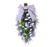 Fockety Lavender Door Hanger, Spring Inspired Artificial Lavender Wreath, Lifelike Vibrant Purple Silk Flowers for Front Doors Walls Windows Entryways Patios Indoor Outdoor Home Decor (Purple