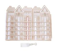 Fockety LED Gingerbread House Xmas Tree Decor, Premium PVC Holiday Decorations with Battery Powered Light, Reusable Xmas Tree Collar for Christmas Home Party Table Centerpiece (26 Inch)