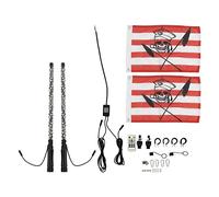 Fockety LED Whip Lights with 2 Flag, APP Control 20 Luminous Colors, 300 Patterns, 366 Modes, Lighted Antenna Whip Chasing Light for UTV ATV Off Road, Truck, Sand, Dune