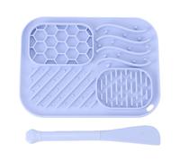 Fockety Lick Mat for Dogs, Slow Feeder Licking Mat with Suction Cups, Multi Zone Textured Silicone Square Dog Slow Feeder Lick Pat for Anxiety Relief and Digestive Health (Blue)