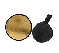 Fockety Light Reflector, 11.8in Round Gold Surface Silver Surface 2 in 1 Collapsible Softening Skin Tones Photography Reflector Polyester Portable Light Diffuser for Macro Photography