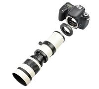 Fockety Manual Telephoto Lens 420-800mm F/8.3-16 for EF-S Mount Camera Full Manual Focusing Lens for Bird Watching Concerts White