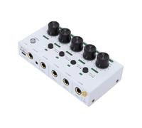 Fockety Mini Audio Mixer, Portable Low Noise 4 Channel Stereo Line Mixer with Sound Cable Power Cable, 2000mAh Rechargeable Mini Sound Board for Home Studio Recording Live Streaming (White)