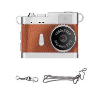 Fockety Mini Digital Camera, 1080P HD Video 0.96in Screen LED Fill Light Portable Keychain Camera, Retro with Metal Keychain for Kids Travel Photography Gifts (Brown)